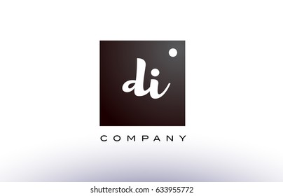 DI D I black white handwritten handwriting alphabet company letter logo square design template dot dots creative abstract