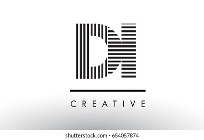 DI D I Black and White Letter Logo Design with Vertical and Horizontal Lines.