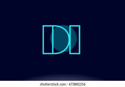 di d i blue line circle letter logo alphabet creative company vector icon design template