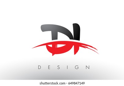 DI D I Brush Logo Letters Design with Red and Black Colors and Brush Letter Concept.