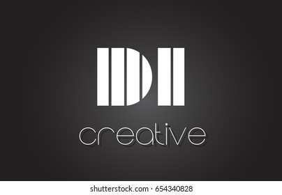 DI D I Creative Letter Logo Design With White and Black Lines.