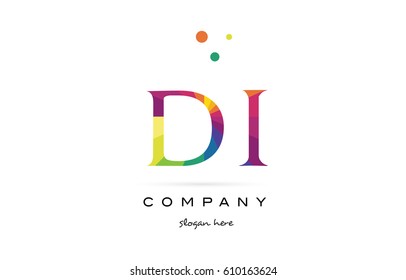 di d i  creative rainbow colors colored alphabet company letter logo design vector icon template