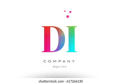 DI D I creative rainbow colors colored artistic alphabet company letter logo design vector icon template