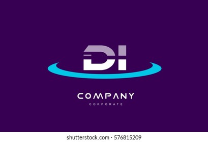 di d i cyan magenta blue letter combination alphabet vector company logo icon sign design template 