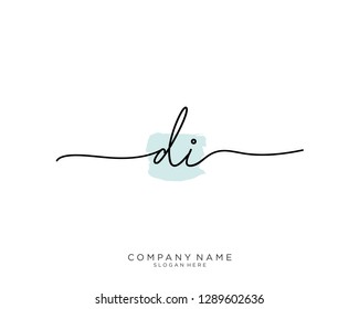 DI D I Initial handwriting logo template