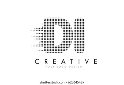 DI D I Letter Logo Design with Black Dots and Bubble Trails.