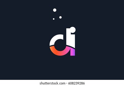 di d i  pink modern creative purple alphabet white blue gradient company letter logo design vector icon template