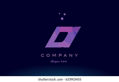 di d i polygon polygonal letter alphabet text pink purple dots creative company logo vector icon design template