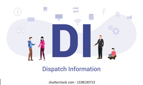 di dispatch information concept with big word or text and team people with modern flat style - vector