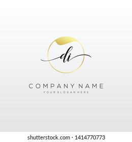 DI handwriting initial logo template vector.