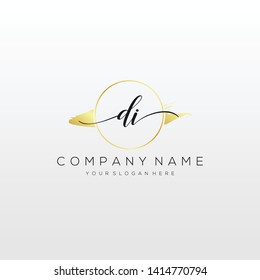 DI handwriting initial logo template vector.