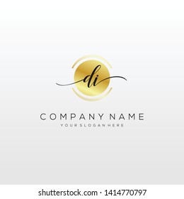 DI handwriting initial logo template vector.