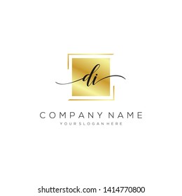 DI handwriting initial logo template vector.