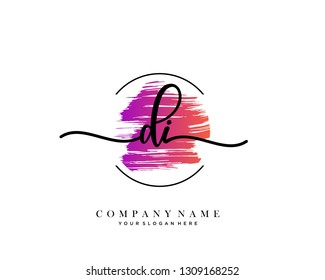 DI handwriting initial  logo vector