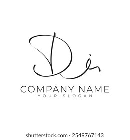 DI handwritten signature monogram letter logo design template for personal branding or business