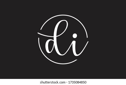 di or id Cursive Letter Initial Logo Design, Vector Template