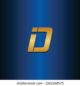 DI ID initial double letter gold luxury logo
