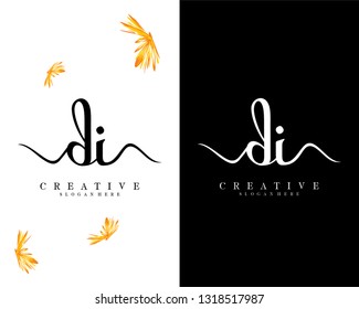 di, id Letter creative handwriting logo design vector