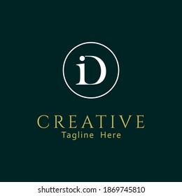 DI or ID Letter Initial Logo Design, Vector Template