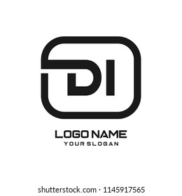 DI initial box letter logo template vector