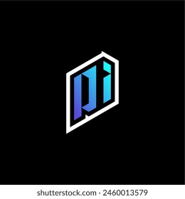 DI initial gradient blue gaming concept ideas for esport team, twitch and streamer