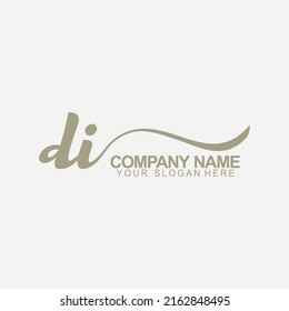 DI Initial Handwriting Logo Design Vector