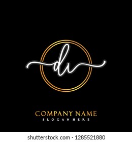 DI Initial Handwriting logo template vector