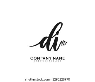 DI Initial Handwriting Logo Template Vector