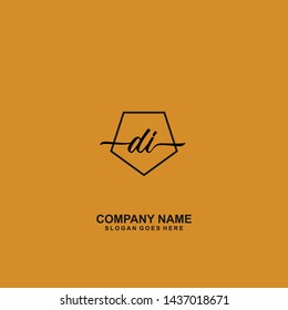 DI Initial handwriting logo template vector