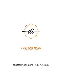 DI Initial handwriting logo template vector