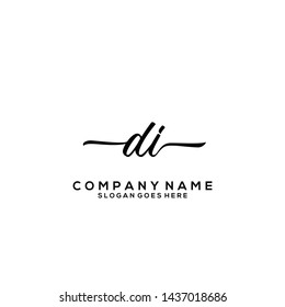 DI Initial handwriting logo template vector
