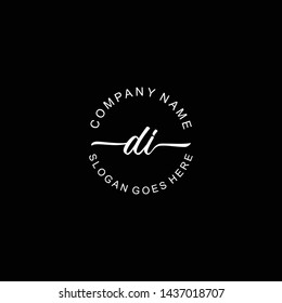 DI Initial handwriting logo template vector