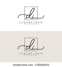 DI Initial handwriting logo template vector