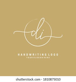 DI Initial handwriting logo template vector