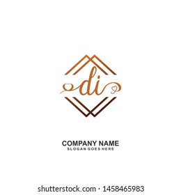 DI Initial handwriting logo vector