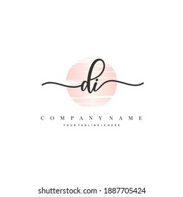 DI Initial handwriting logo vector. Hand lettering With Sunrise for designs.