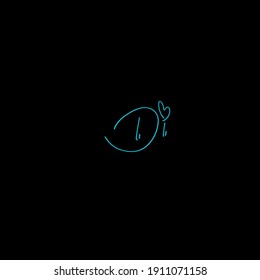 Di initial isolated black Initial handwriting or handwritten logo for identity