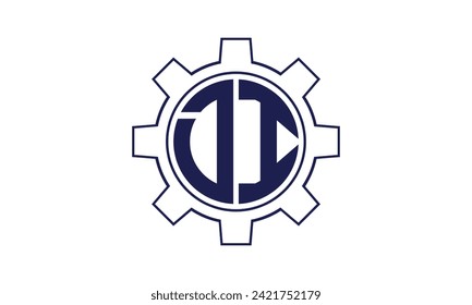 DI anfängliche Buchstaben mechanischen Kreis Logo Design Vektorvorlage. Industrie, Ingenieurwesen, Wartung, Wortmarke, Briefmarke, Monogramm, Baugewerbe, Wirtschaft, Unternehmen, Unternehmen, Handel, Geometrie