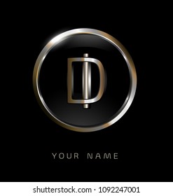 DI initial letters with circle elegant logo golden silver black background