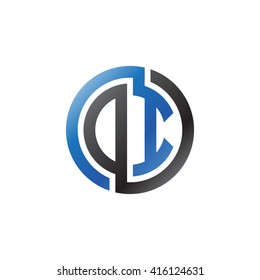 DI initial letters linked circle logo blue black