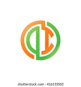DI initial letters linked circle logo orange green