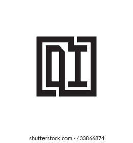 DI initial letters looping linked square monogram logo