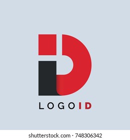 DI Initial Linked Red Black Logo Template 