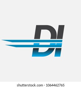 DI initial logo company name colored black and blue, Simple and Modern Logo Design.