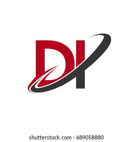 DI initial logo company name colored red and black swoosh design, isolated on white background. vector logo for business and company identity.