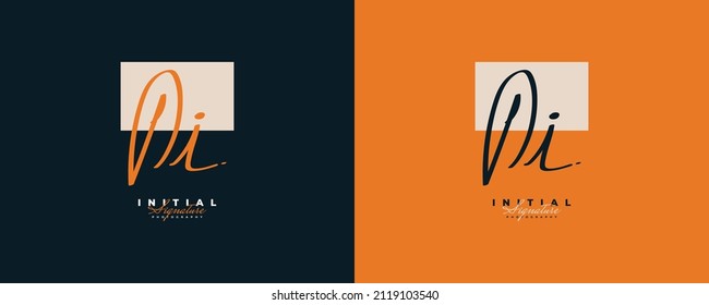 DI Initial Logo Design with Elegant Handwriting Style. DI Signature Logo or Symbol for Wedding, Fashion, Jewelry, Boutique, Botanical, Floral and Business Identity. Feminine Logo