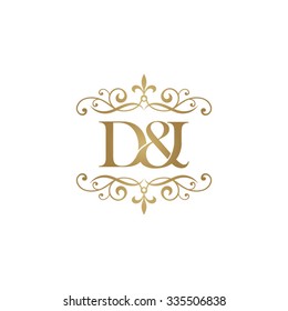 D&I Initial logo. Ornament ampersand monogram golden logo