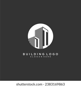 DI initial monogram building logo for real estate with creative circle style design