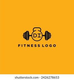 DI initial monogram for fitnes or gym logo with creative barbell design