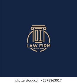 DI initial monogram for law firm with creative circle line